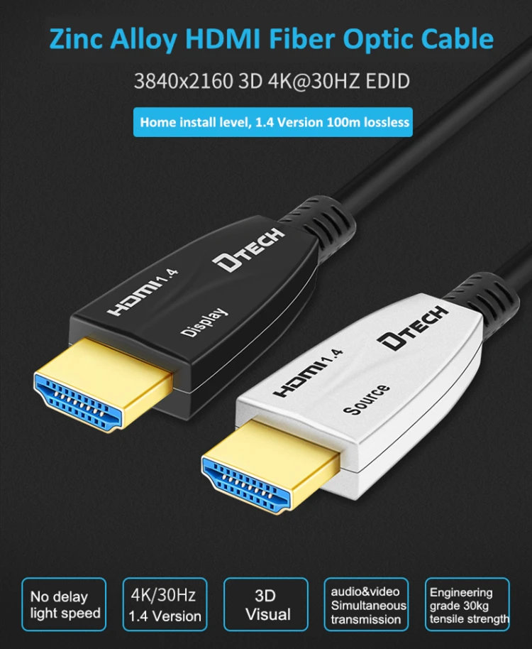 كابل ألياف DTECH 4k HDMI بطول 2 متر HDMI 1.4 لجهاز عرض HDTV #5