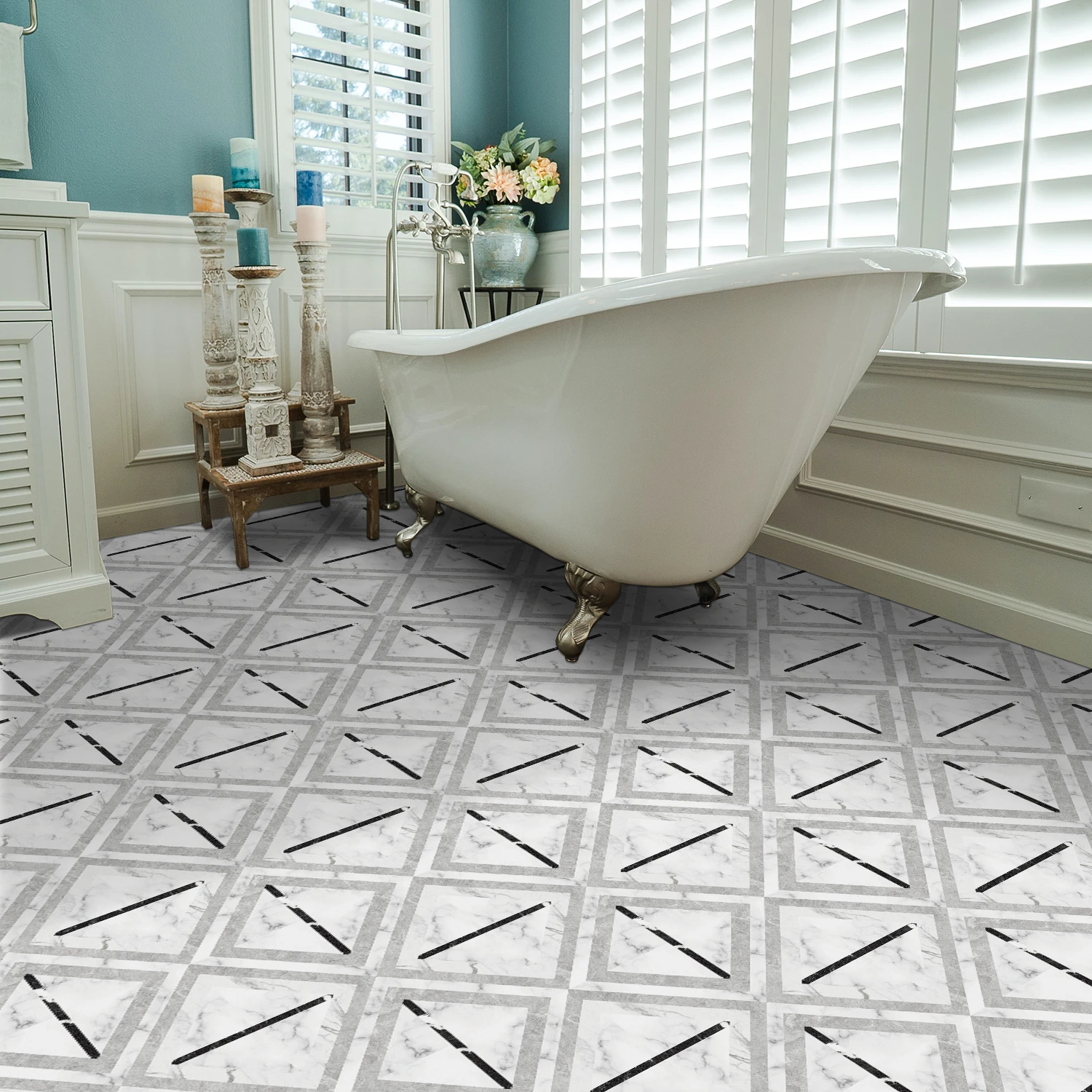 

5PCS PVC Adhesive Floor Self-Adhesive Vinyl Floor Waterproof wall Stickers Wallpaper Sticker For Living Room,Bedroom,Kitchen
