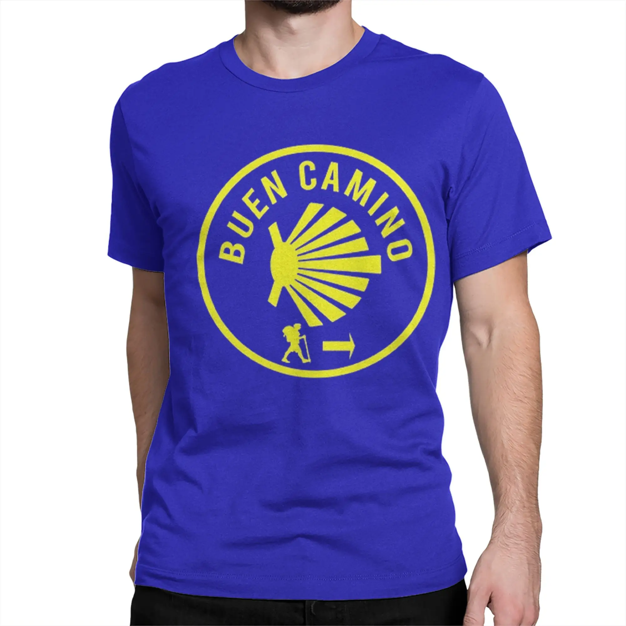 Buen Camino de Santiago  Compostela Peregrino T Shirts Men Pure Cotton T-Shirt Crew Neck  Tees Short Sleeve Tops Graphic Printed