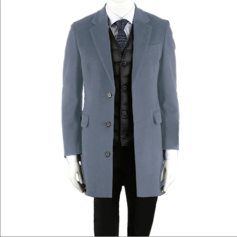 

Autumn/Winter men's CoatEuropean New plus Size Mid-Length Suit Coat Trench Coat Woolen Coat