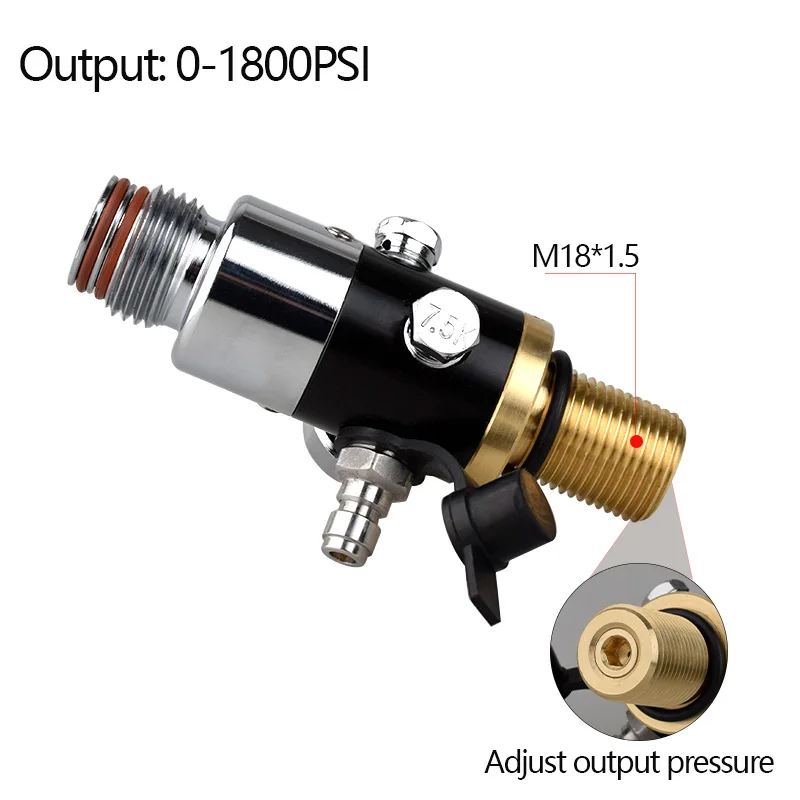 HPA Scuba M18*1.5 Output 0 To 1800PSI Adjustable Pressure Regulator Double O-Ring Design PCP Regulating Valvula Reguladora