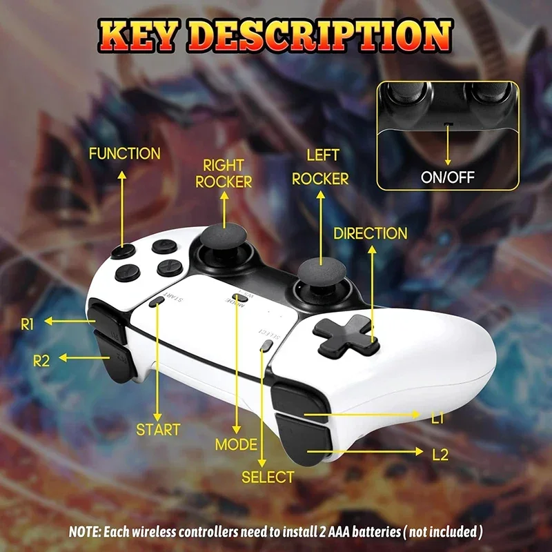 4K TV Game Stick M15 لعبة فيديو وحدة التحكم المدمج في 30000 +/40000 ألعاب 64G يده لعبة لاعب وحدة تحكم لاسلكية ريترو غمبد #5