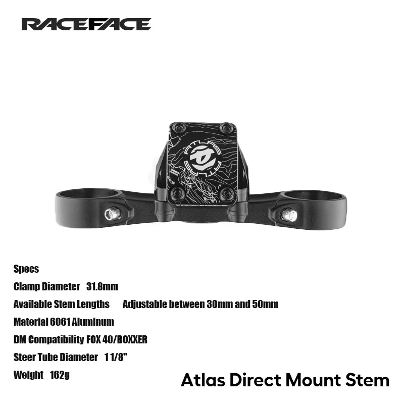 RACEFACE Atlas Direct Mount Stem Adjustable between 30mm and 50mm 31.8mm Clamp Diameter FOX 40/BOXXER DM Compatibility