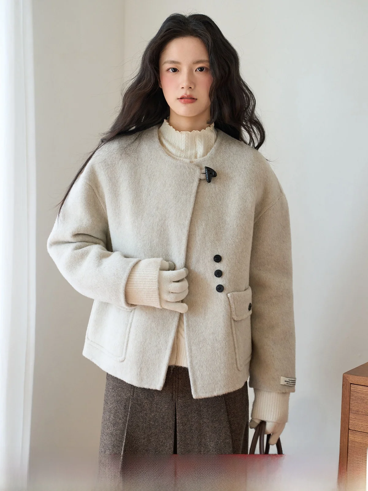 

Double-Sided Camere Woolen Coat round Ne ort Women's Sle Winter Korean Loose Small Figure Large Coat by Xujing Oats C...