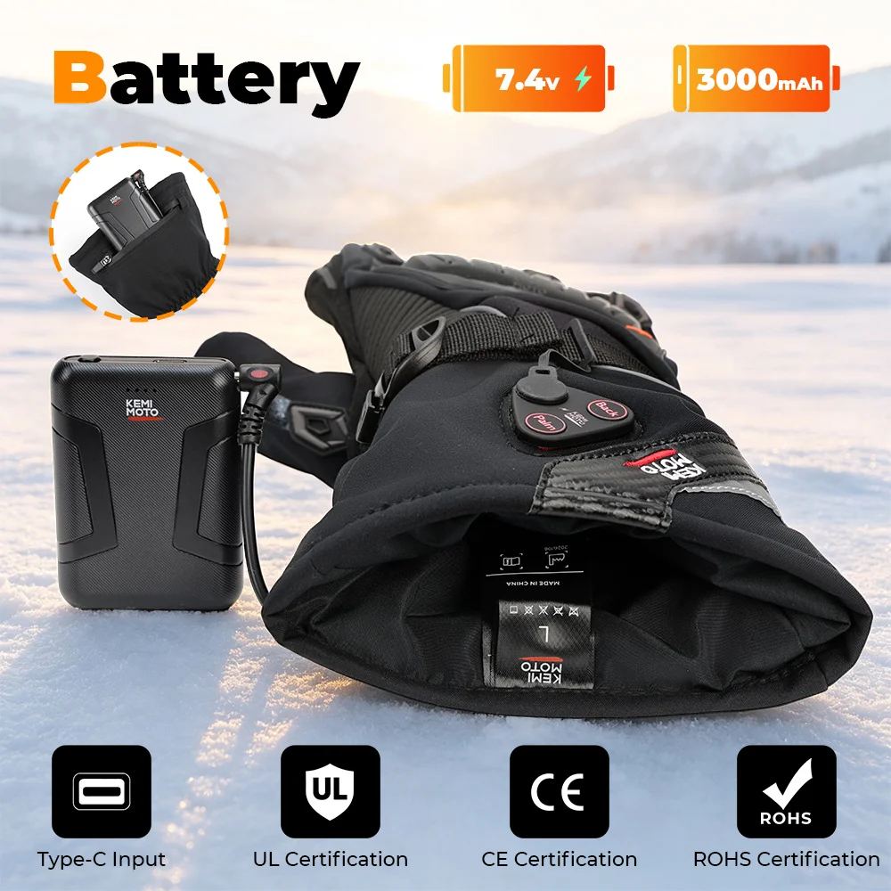 KEMIMOTO Motorrad-Heizhandschuhe Winter Moto-Heizhandschuhe Warme Wasserdichte Wiederaufladbare Heizhandschuhe für Schneemobile – Detail 29