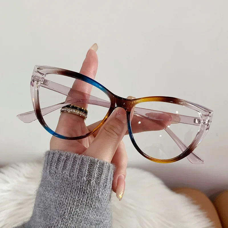 Gafas de ordenador transparentes con montura de ojo de gato para hombres y mujeres, gafas ópticas para el cuidado de la visión Anti luz azul, moda