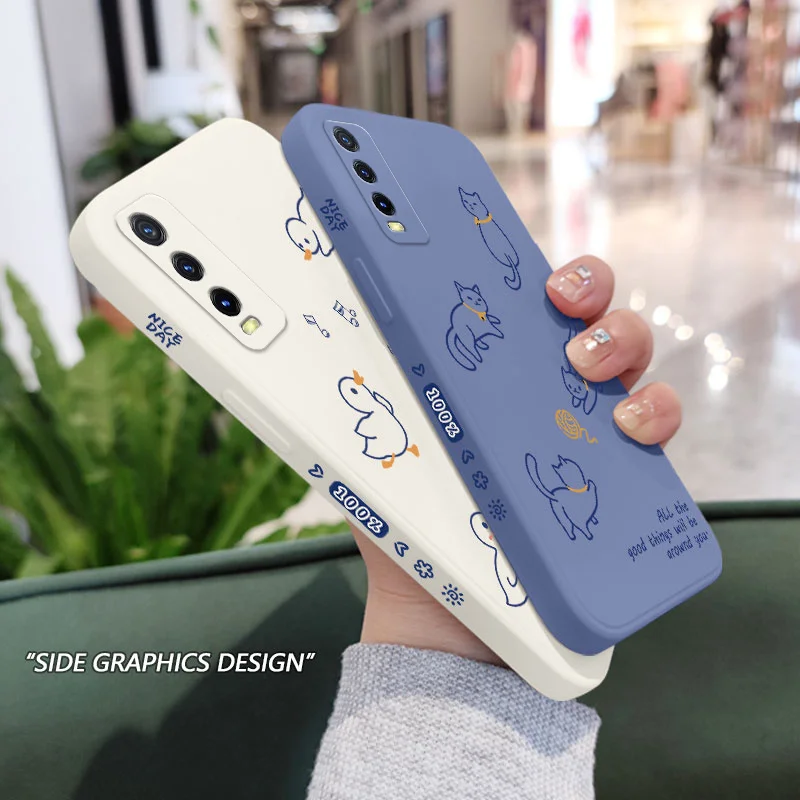 Nette Linie Tiere Telefon Fall Für VIVO V50 V40 V30 V29 V29E V27 V27E V25 V25E V23 V23E V21 V20 Y20 Y12 Y21 Y22 Y50 Y35 Pro 4G 5G