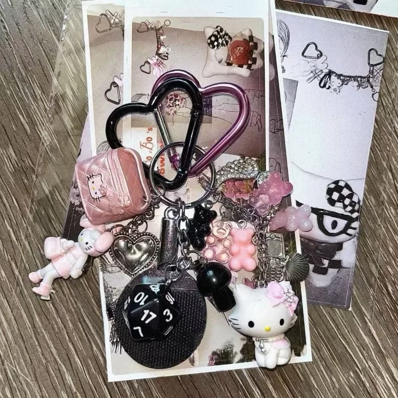 LLavero de Hello Kitty Y2k Sanrio, llavero de gato de Anime, muñecos de animales, juguetes, colgante antipérdida, accesorios de decoración para bolso