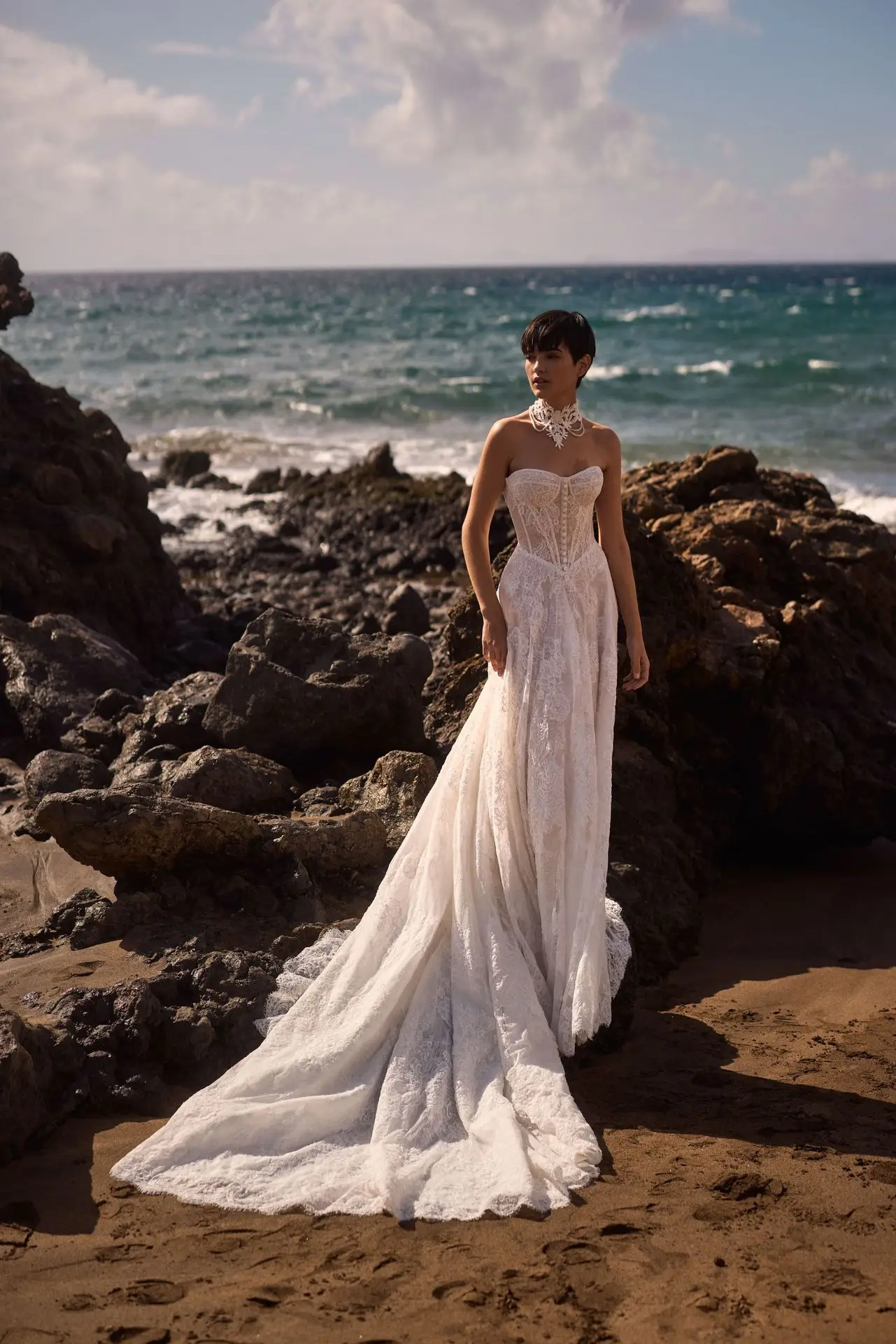

Lace Wedding Dress A line Vestidos 2 En 1 Desmontable Boda Long Sleeve Vestido De Novia Cuello Alto Elegante Minimalista Bespoke