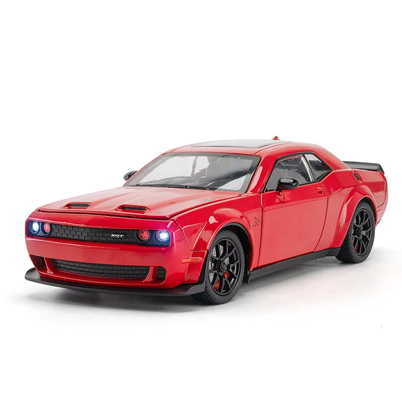 

1/24 Scale Dodge Challenger SRT Alloy Model Car Toy Diecast Sports Car Model With Light For Boys Gifts Collection Toy