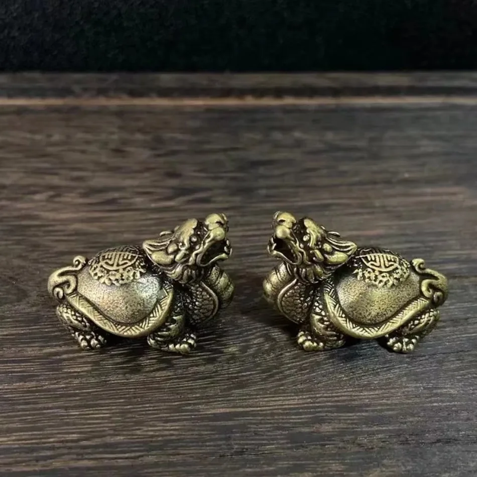 1 Pcs Handmade Brass Dragon Turtle Pendant Car Keychain Pendant Decoration for Both Men and Women Fashionable Retro Pendant