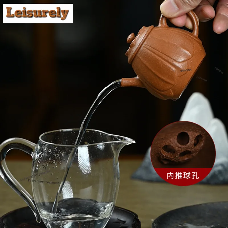 HOYIHM 140ml Boutique Yixing Purple Clay Teapots Handmade High Pan Pot Raw Ore Zhu Mud Kettle With Filter Chinese Zisha Tea Set