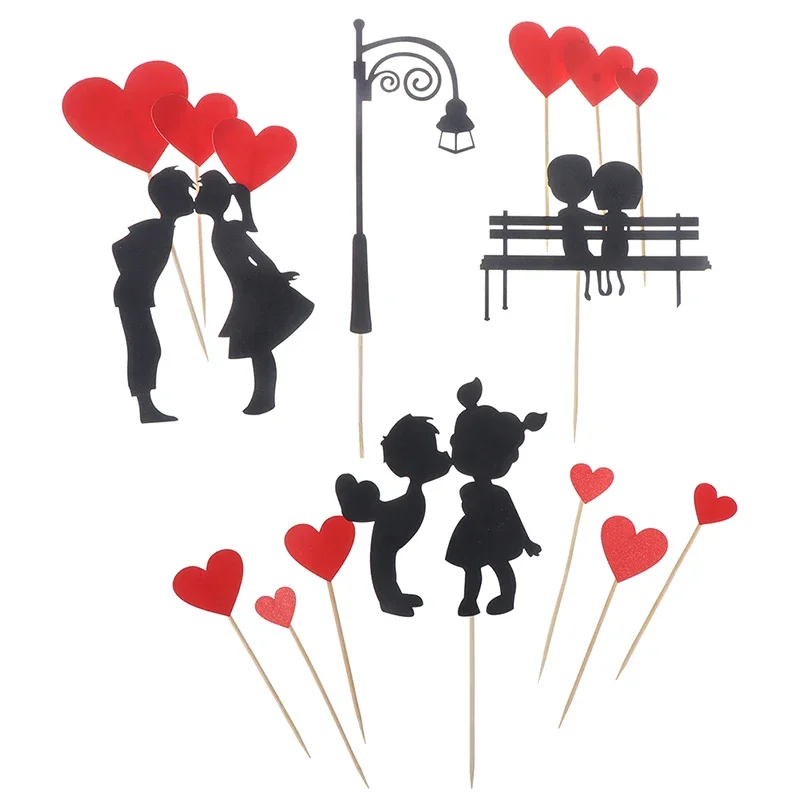 1Set Valentine\'s DayCake Topper Love Heart Sweet Lovers Cake Topper for Anniversary Valentine\'s Day Party Cake Decorations