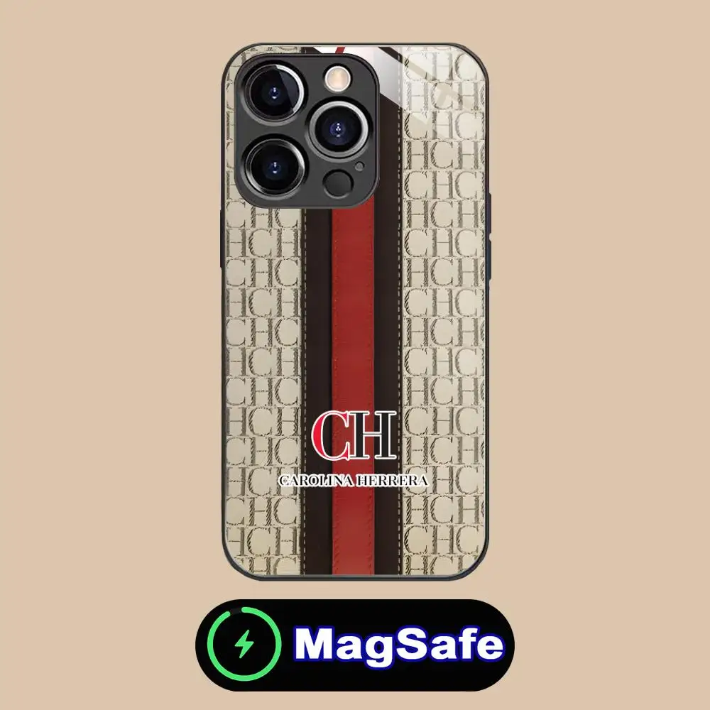 Etui na telefon komórkowy Fashion CH do iPhone'a 17 16 15 14 13 12 11 Pro Max Plus Mini MagSafe Szklane Kolorowe Luksusowe Etui — zdjęcie produktu 6