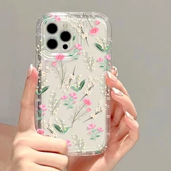 Clear Phone Cases For iPhone 13 Case iPhone 15 16 Pro Max 12 11 14 17 Air 16e 16promax 15promax Pink Flower Soft Silicone Cover
