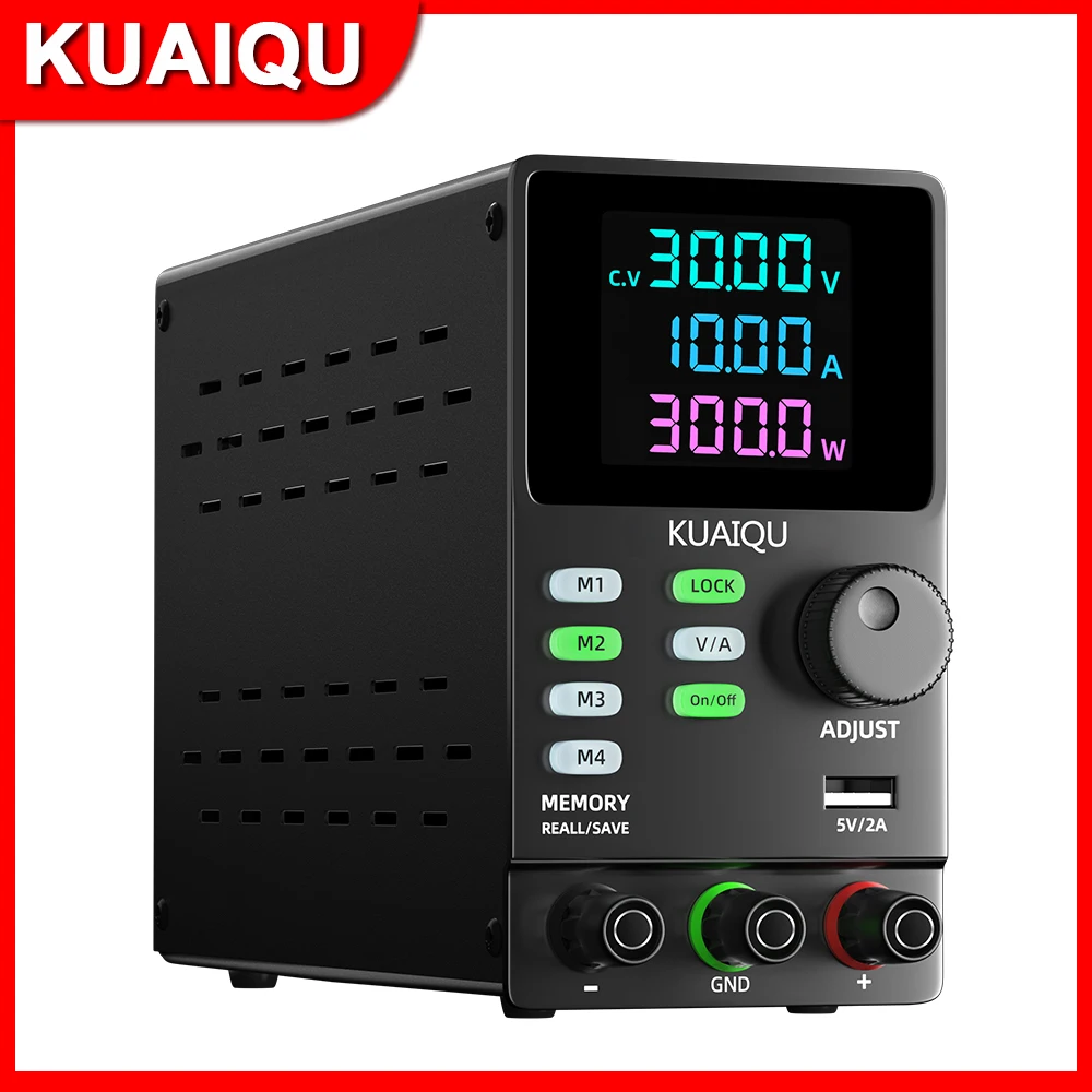 KUAIQU 4-digit Display Lab DC Power Supply Memory LOCK OUTPUT Bench Switching Source 300V 200V 30V Adjustable Voltage Regulator