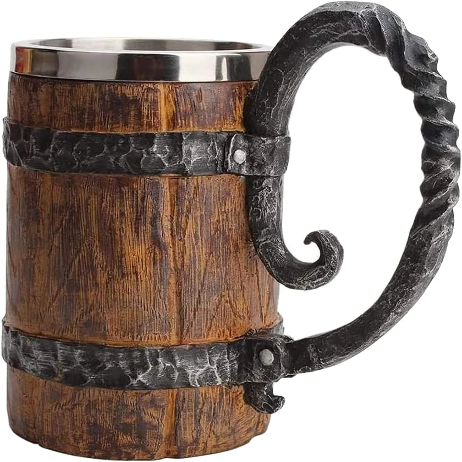 

Wooden Beer Mug Beer Barrel, Large Cup Wood Style Beer Mug Tankard with Handle, Antique gifts for Men Restaurant Vintage Acce