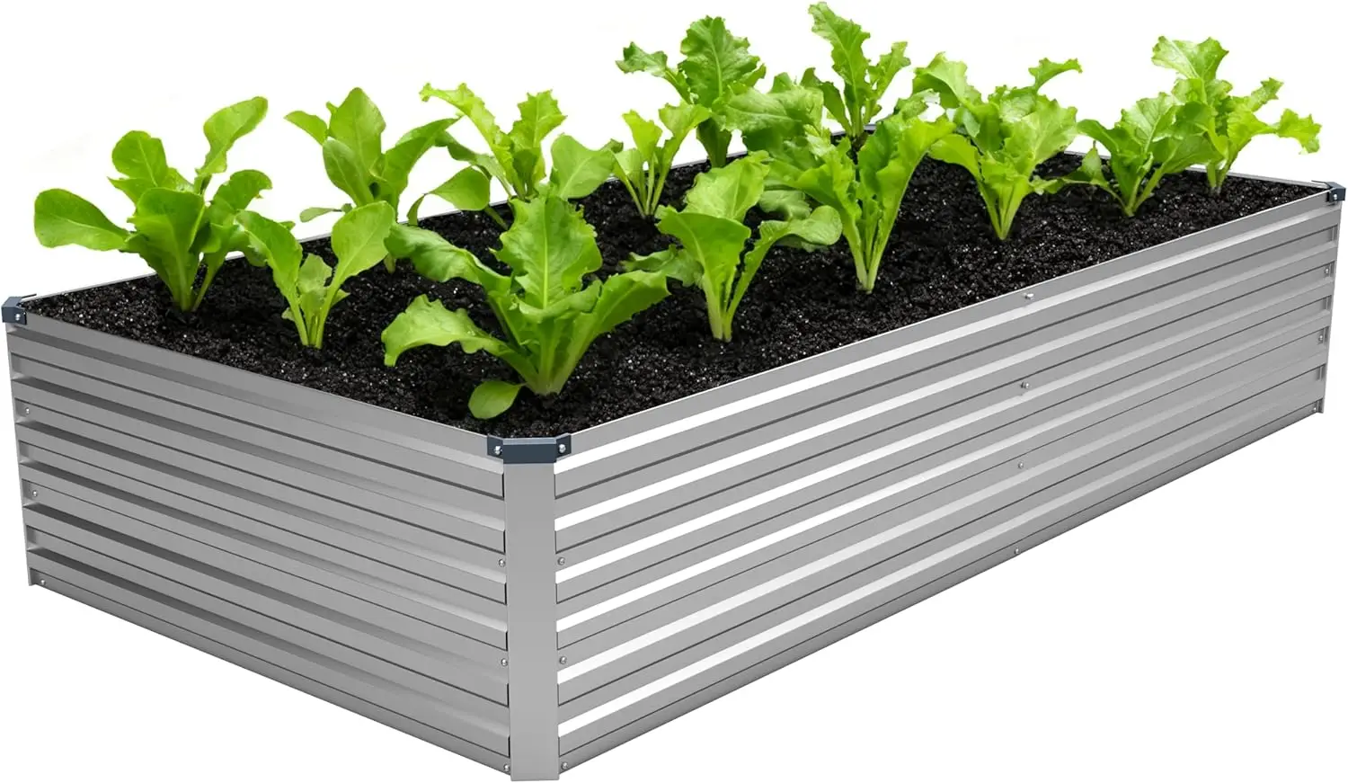 

8x4x1 Galvanized Metal Raised Garden Bed for Plants, Vegetables, Flowers, Herbs, Fruits