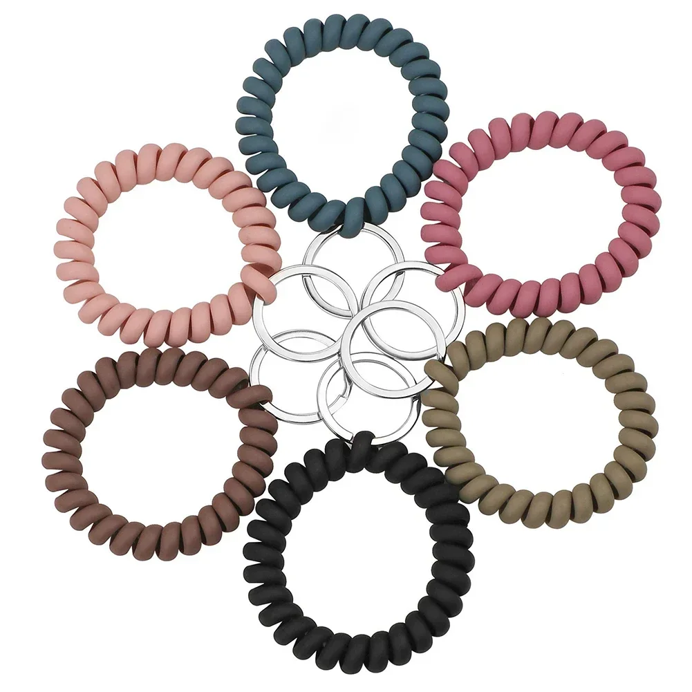 6pcs Stretchable Wristband Wristlet Keychain Wrist Key Chain Wristlet For Sauna Gym Reliable Wrist Key Holder Accessories