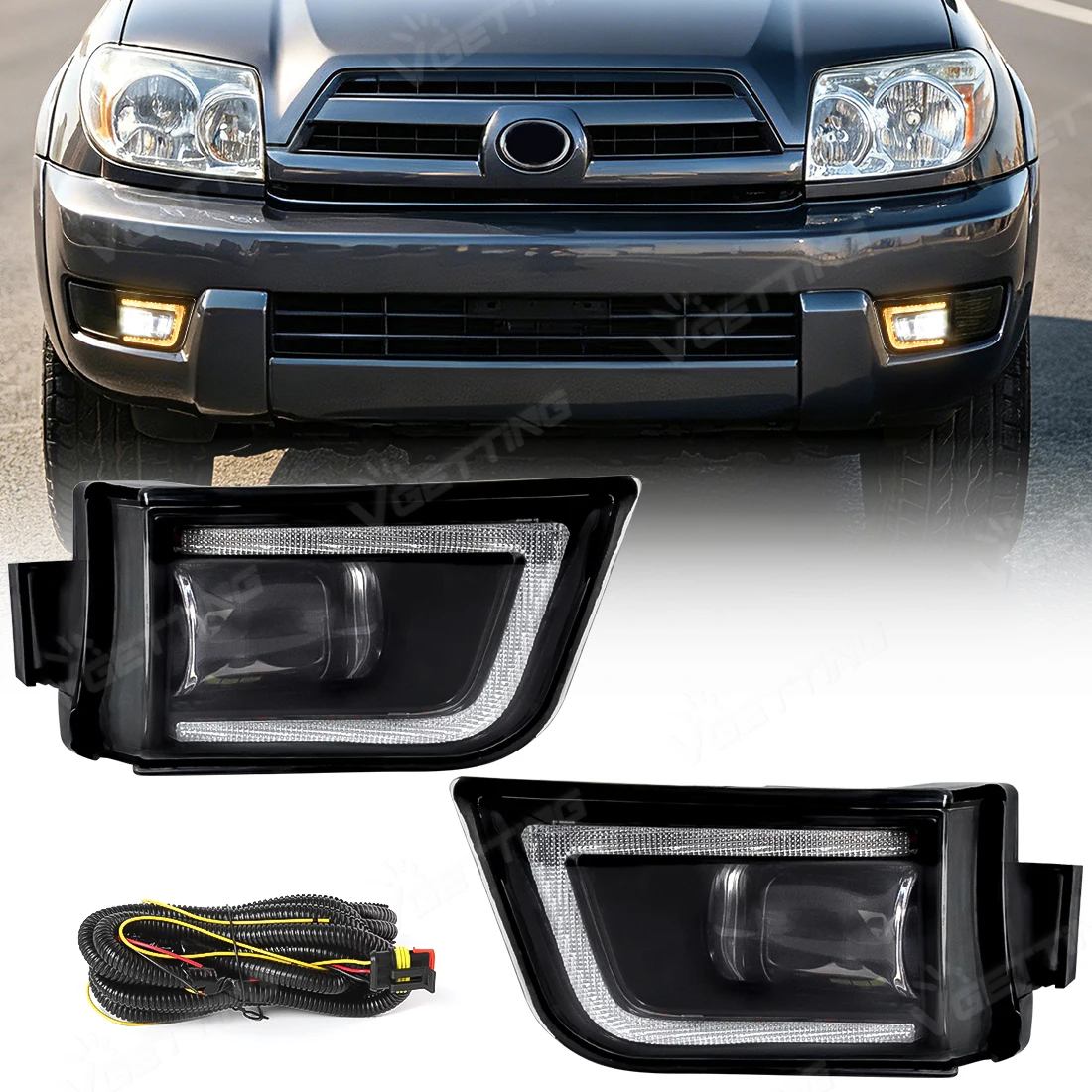 Car LED Fog Light for Toyota 4Runner 2003 2004 2005 Daytime Running Light DRL Front Turn Signal Fog Lamp Assembly Replacement