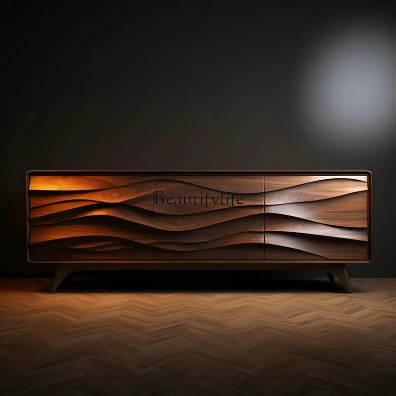 

**Designer creative TV cabinet living room home high-end art low cabinet walnut high-end furniture