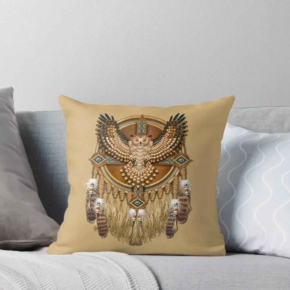 

Native American Beadwork Owl Mandala Throw Pillow Pillowcases Bed Cushions Plaid Sofa pillow