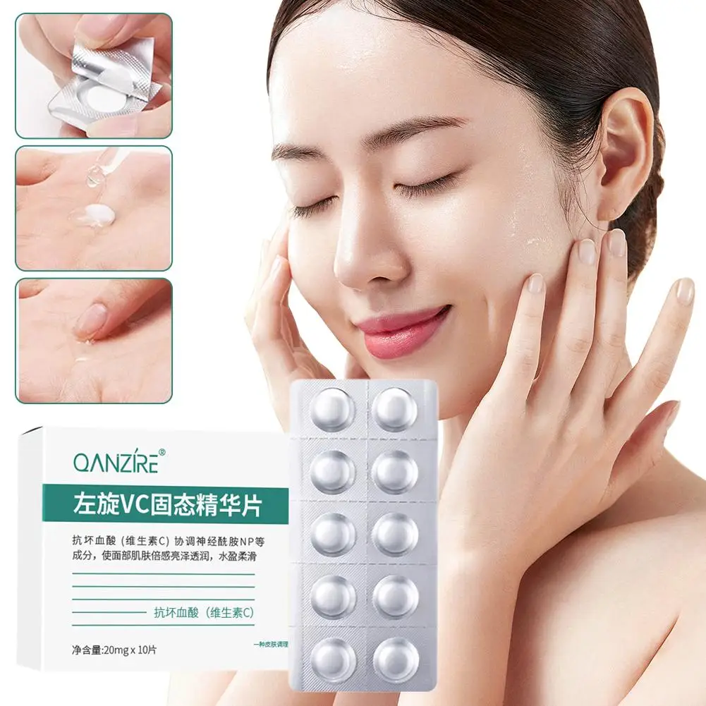 10PCS VC Freeze Dried Essence Tablets Ceramide Solid Face Serum Single Use Hydrating Moisturizing Facial Skin Care