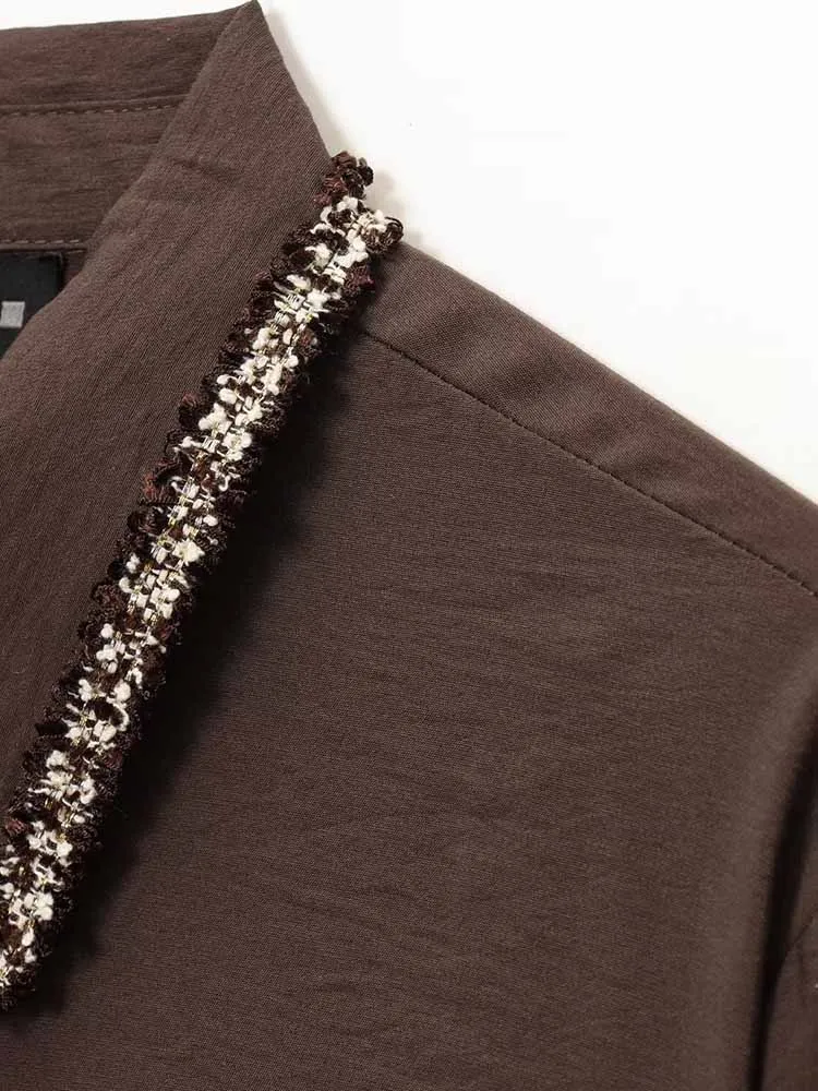 Nowa europejska i amerykańska moda damska, styl casual, dojazdy do pracy, uniwersalna koszula z klapami, długie rękawy z ozdobnym wykończeniem.