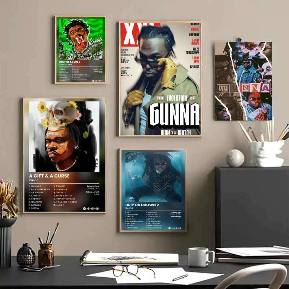 Hip-Hop Rapper Gunna Latest Pop Album Music Classic Movie Posters Vintage Room Bar Cafe Decor Stickers Wall Painting