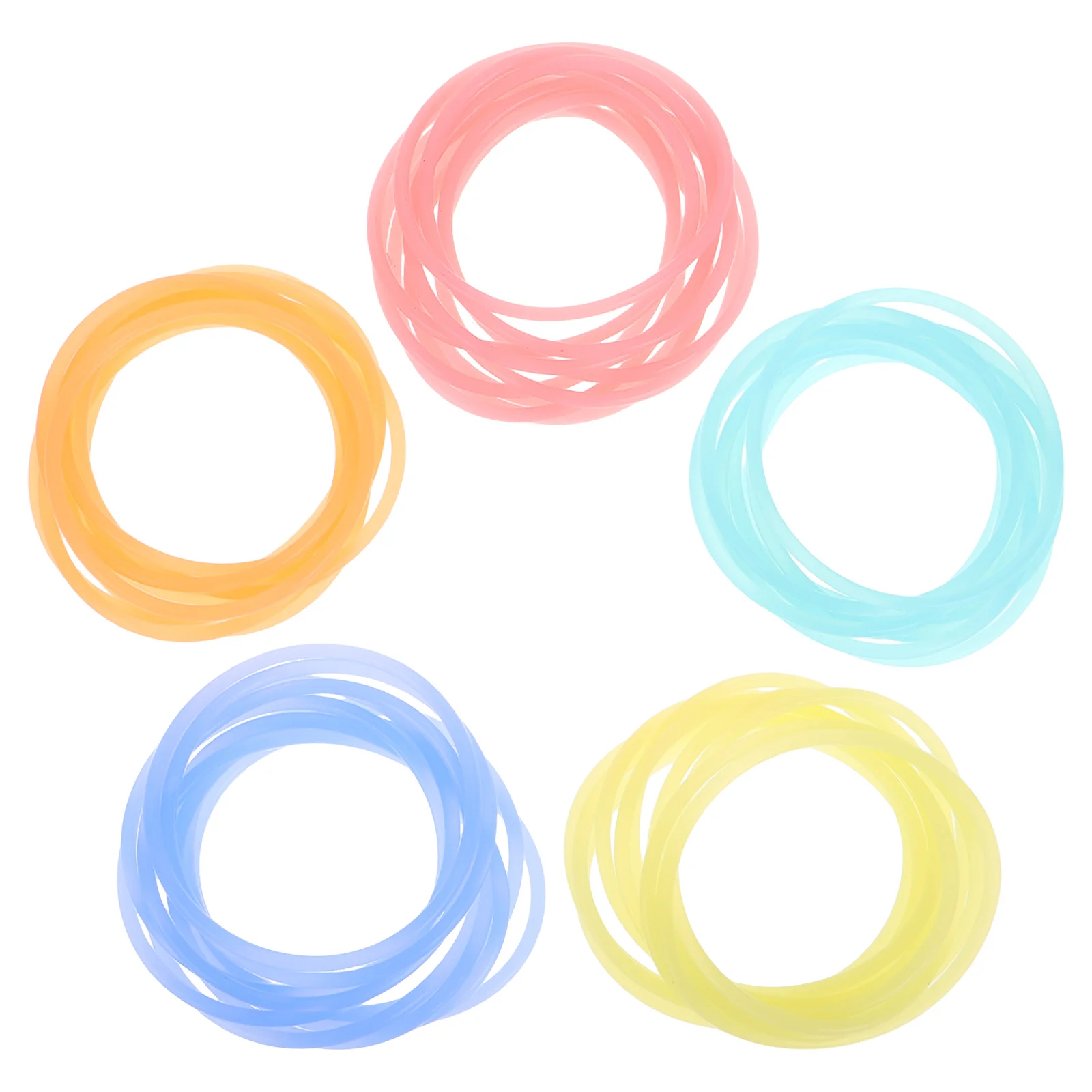 

50pcs Glow In The Dark Silicone Bracelets Neon Jelly Hair Tie Rubber Bands For Kids Outdoor Games Party Favors Birthday Presents