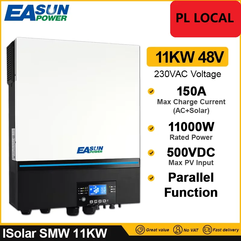 Easun Dual MPPT Hybrid Soalr Inverter 11KW 150A Dual AC Output 230V 48V 50hz/60hz 500vdc Off Grid Solar Charger WIFI Parallel