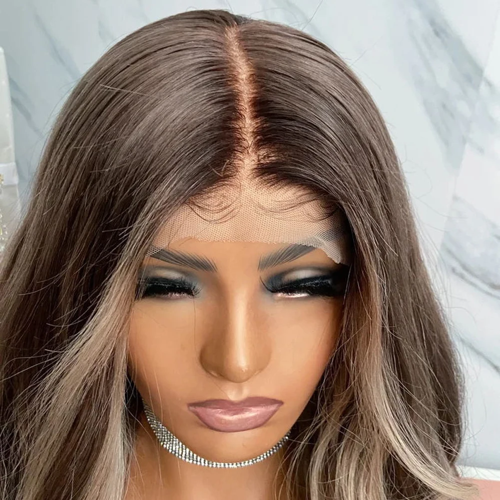 Dark Ash Blonde Full Lace Wigs HD Swiss 13x6 Pre Plucked Remy Hair Wavy Highlighted Lace Front Human Hair Wigs for Women 180%