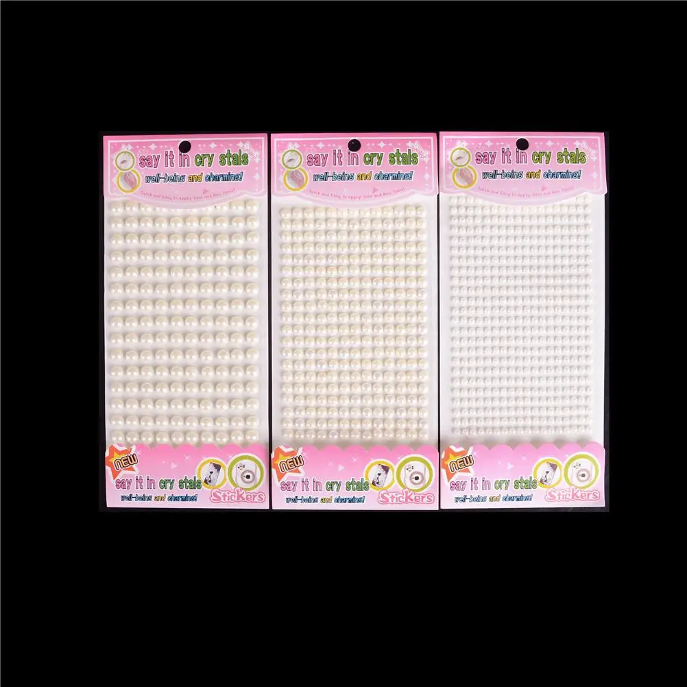 Cream Resin Simulated Pearls Sticker Self Adhesive Strips Decorative DIY Circle Beads 4mm 5mm 6mm
