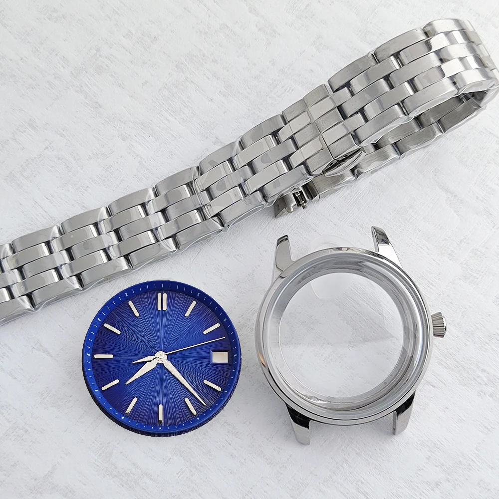 33mm Cocktail Case Arched Glass Watch Casel Stainless Steel Strap For NH35 Movement 29mm Dial DIY Women's Watch Mod Parts Set