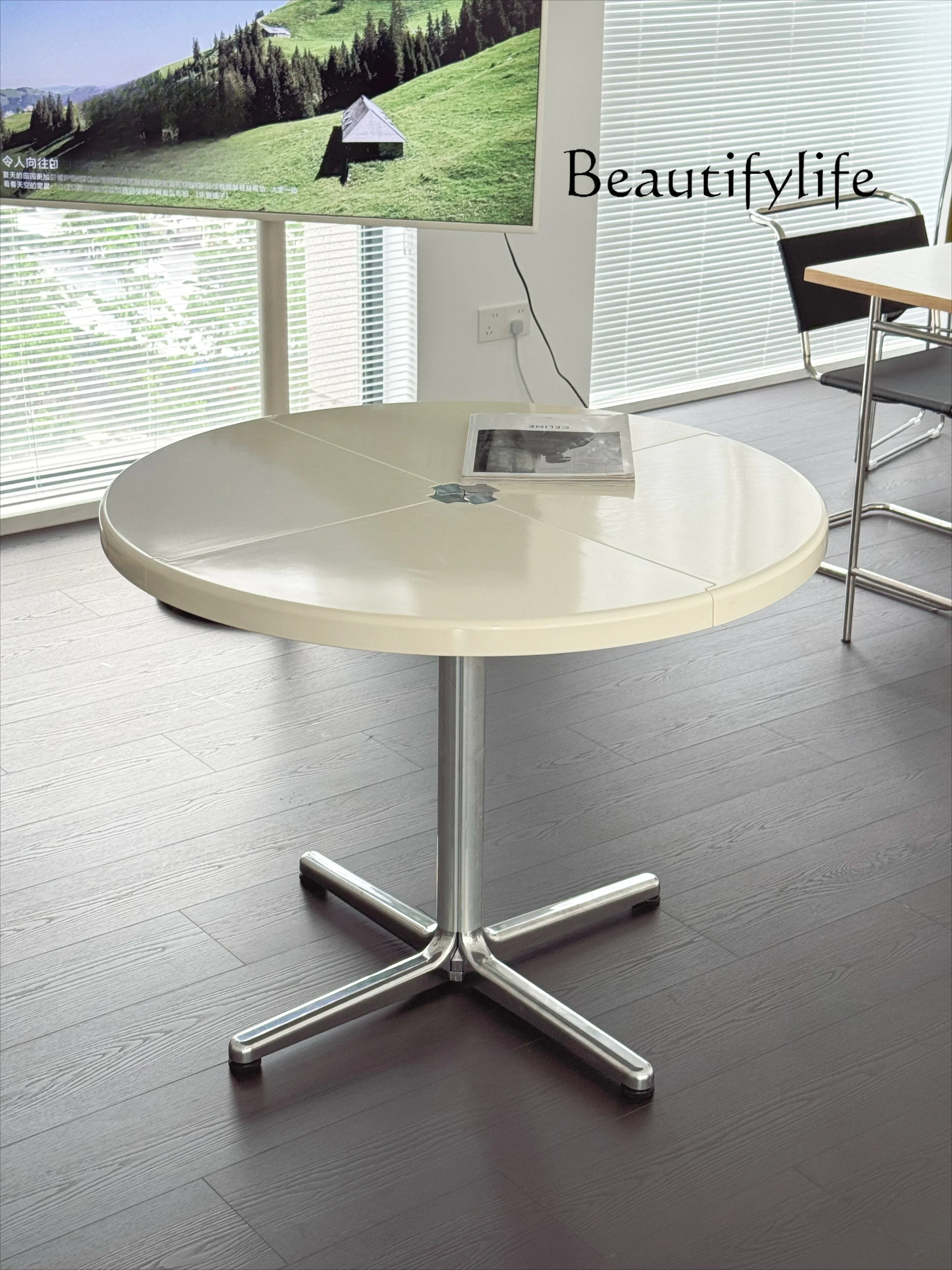 N36 Medieval foldable multi-functional round table designer semi-circular dining table household small apartment coffee table