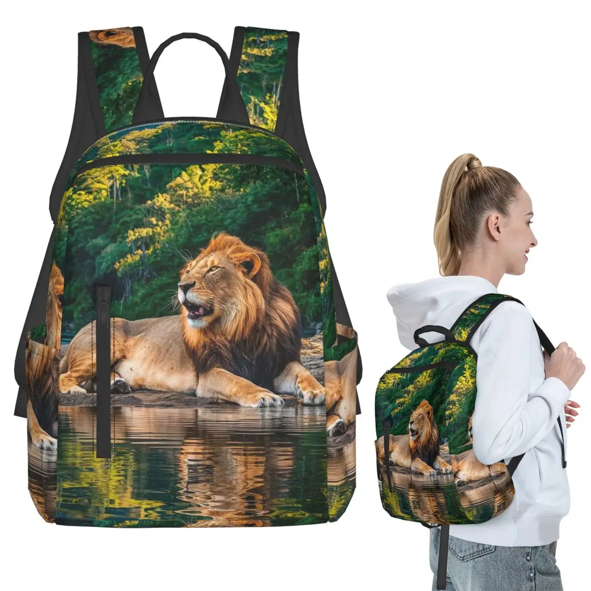 Fierce Beast Lion In African Grasslands Backpack Student BookBag Kids School Bag Laptop Shoulder Bags Men Women
