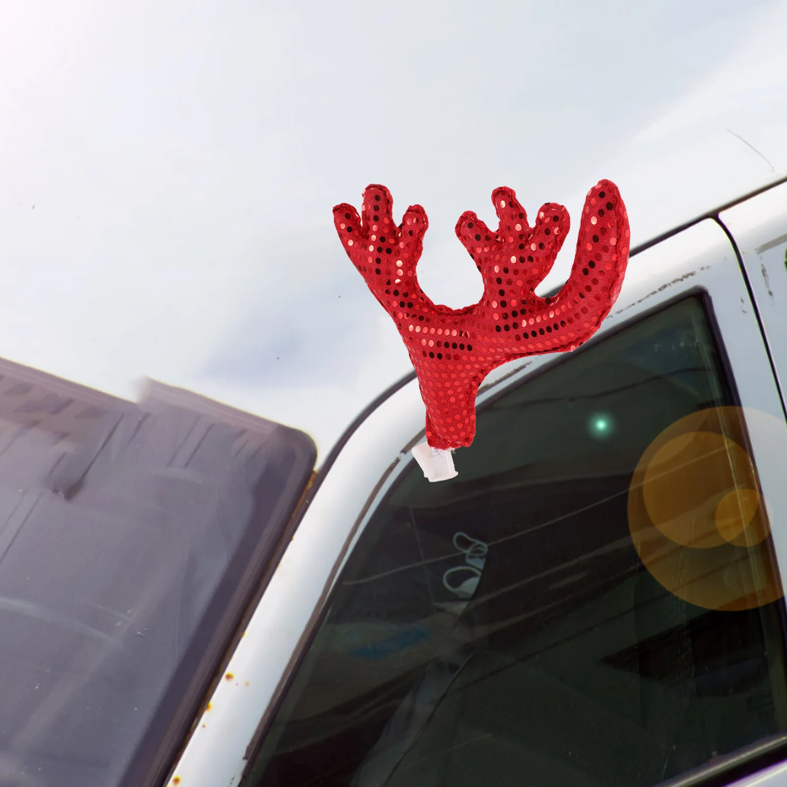 

1Set Car Christmas Reindeer Antlers Decoration Sequin Glitter Side Window Car Costume Auto Holiday Exterior Accessories
