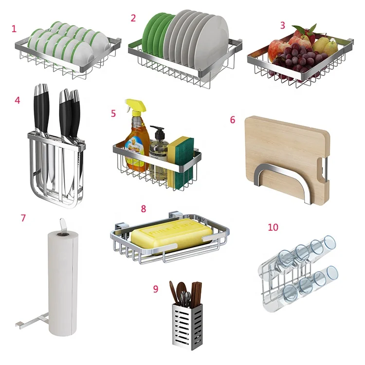 Classic 304 Stainless Steel Kitchen Sink Drain Rack Storage Rack Above The Sink Rust Proof Bowl Dish Tableware Cup Holder