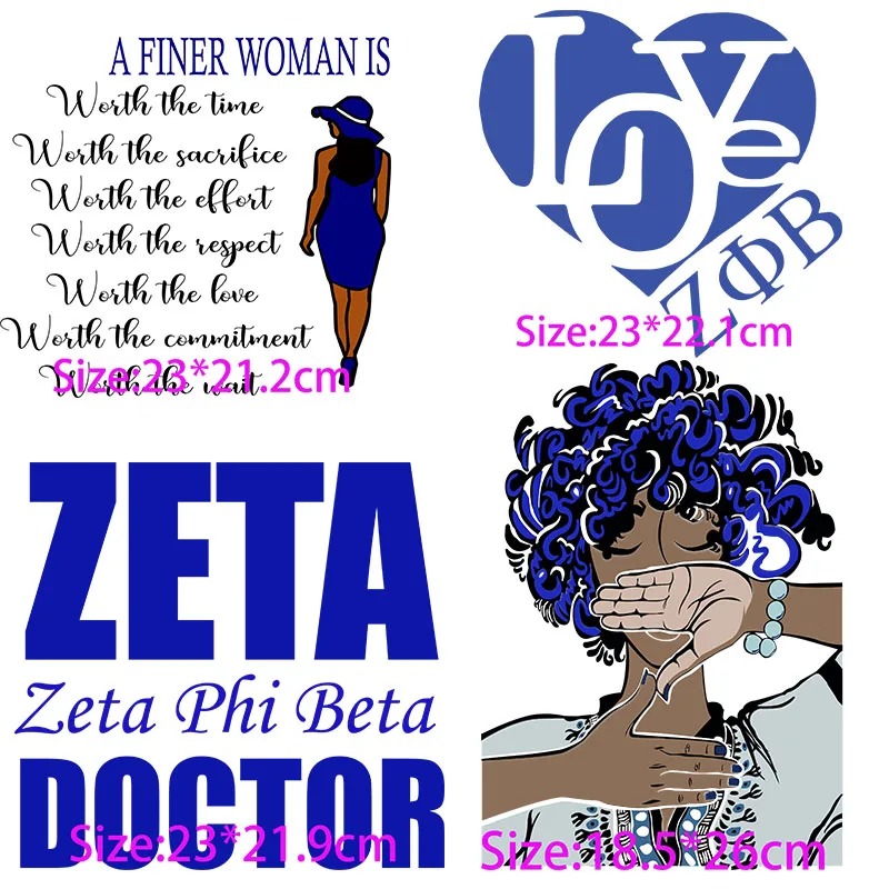 Plastisol Heat Transfer Label Zeta Phi Beta Life Educated Finer Womanhood ZOB 1920 Afro Straight Outta 1914 Royalty DTF Print