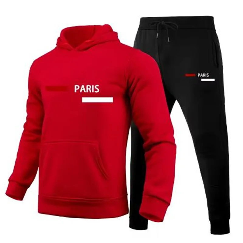 New in Mens Tracksuit Paris Printed Single Piece Sweatshirts Sweatpants Casual Sports Jogging Clothing Office Home Hoodies Pants