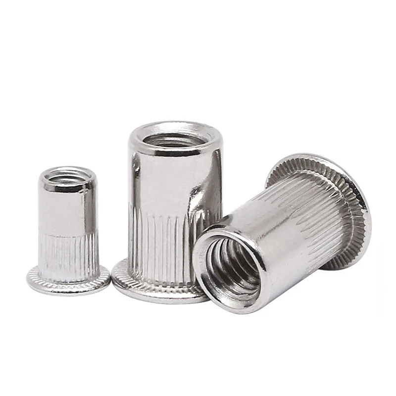 2/5/10/20Pcs 304 Stainless Steel Flat Head Rivet Nuts Insert Rivnut Nutsert M3 M4 M5 M6 M8 M10 M12