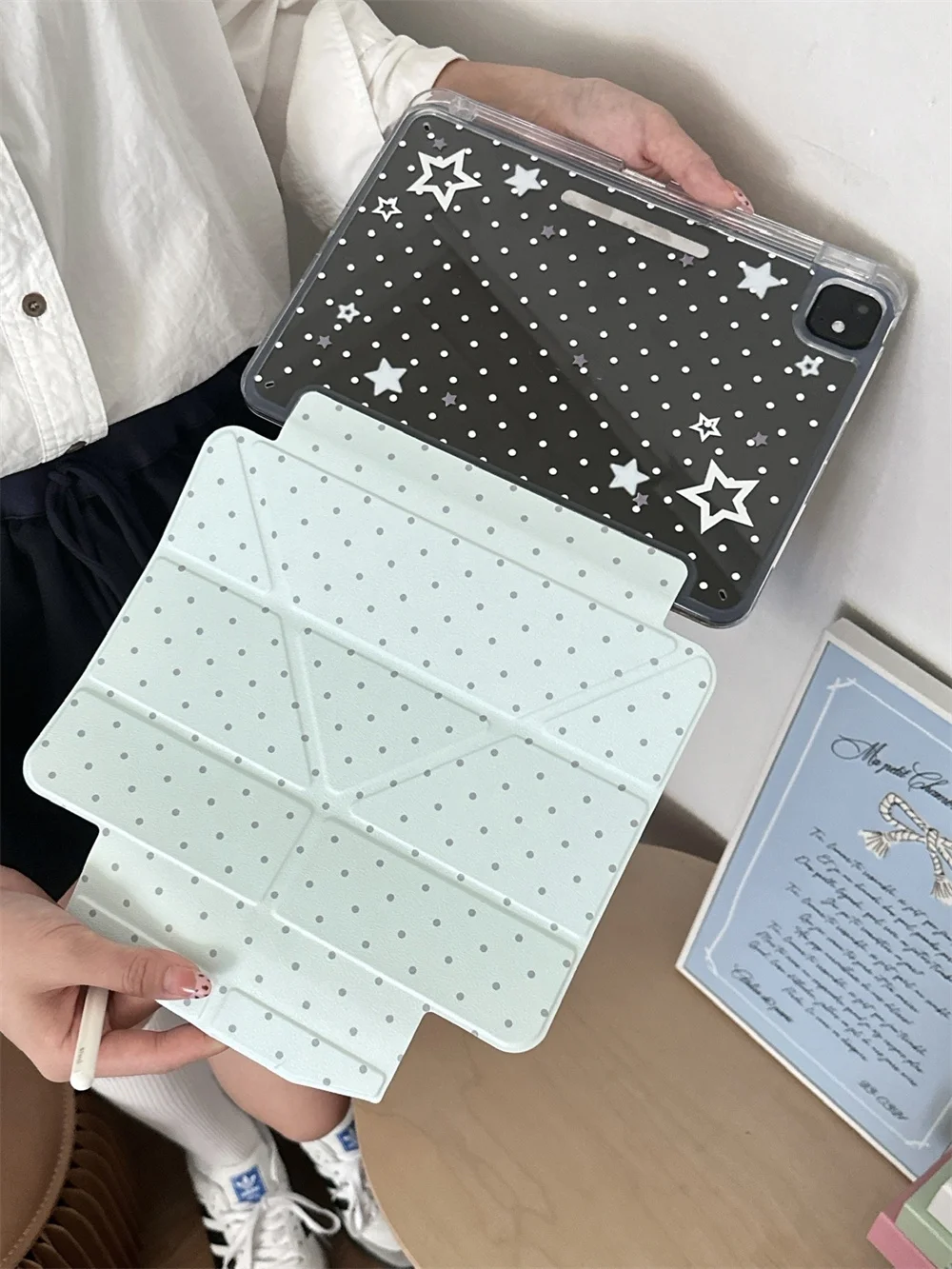 

Simple polka dots cute stars For iPad Pro 2024 13inch iPad 10th 11th Air 7 6 5 4 11inch iPad 7 8 9 10.2 Air 3 10.5 iPad 5 6 mini