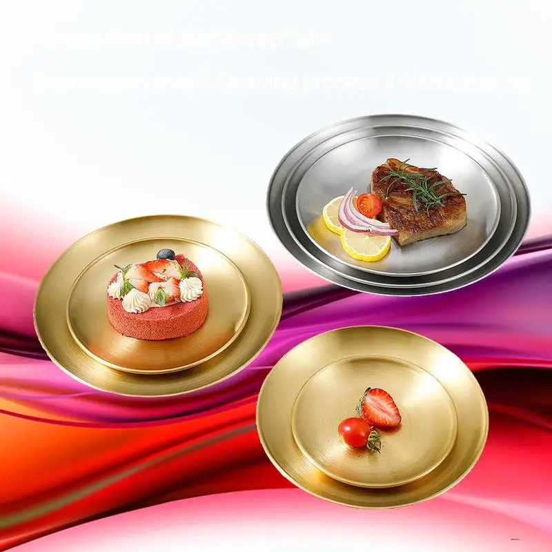 

Korean Style Stainless Steel Plate 304 Barbecue Plate Simple Buffet Plate Metal Tray Barbecue Dish Fruit And Dessert Plate