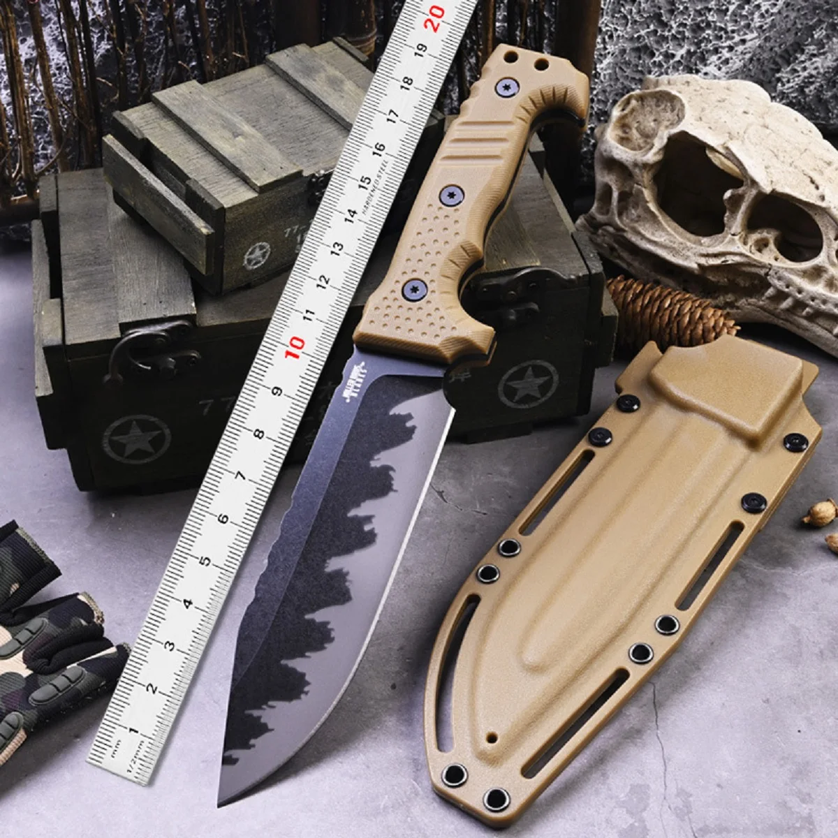 High Hardness Camping Survival Knife EDC Outdoor Tactical Knife For Self-Defense Mountaineering