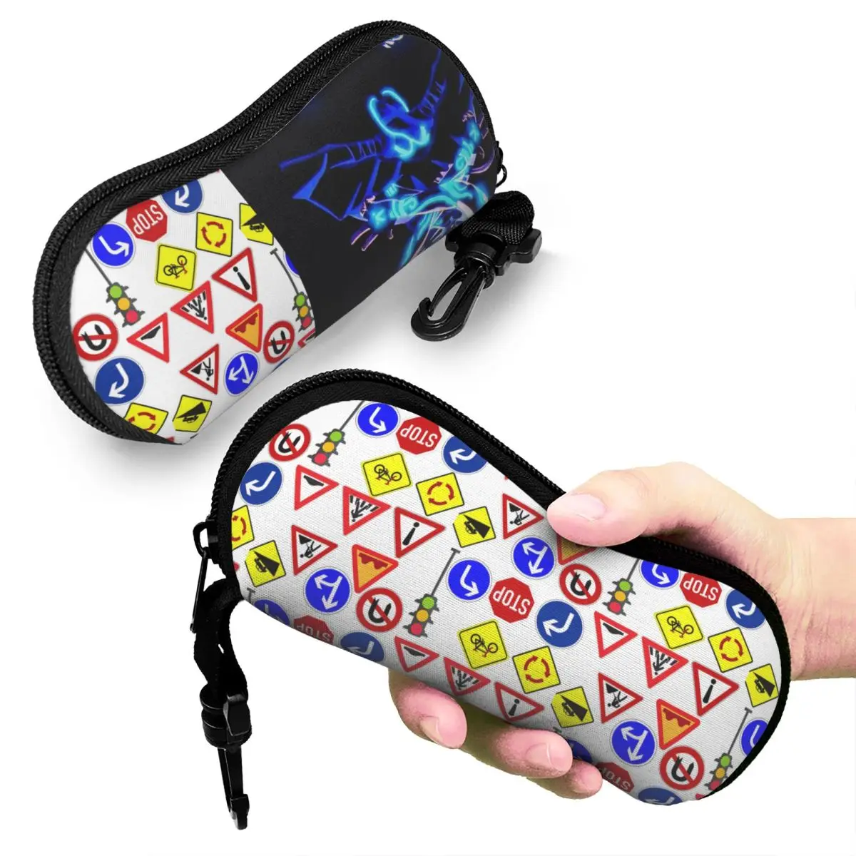 

Traffic Signs 1 Shell Glasses Case Protector Sunglasses Box Women Men Soft Eyeglasses Bag Pouch