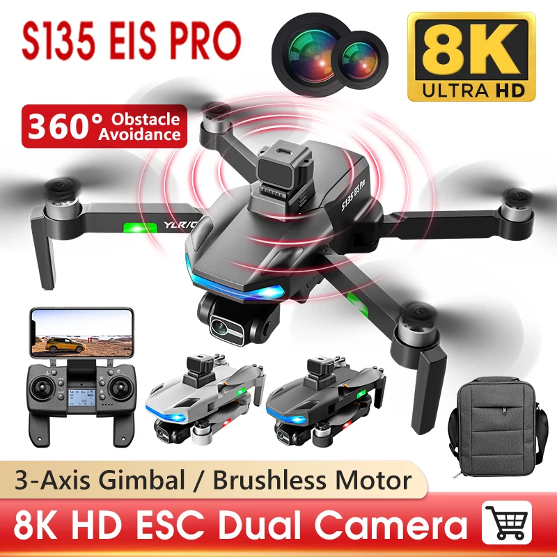 2022 S135 Pro GPS 드론, 4K HD 2DC 전문 항공 사진, 360 ° 장애물 회피 드론, 브러시리스 쿼드콥터 RC 장난감, 신제품