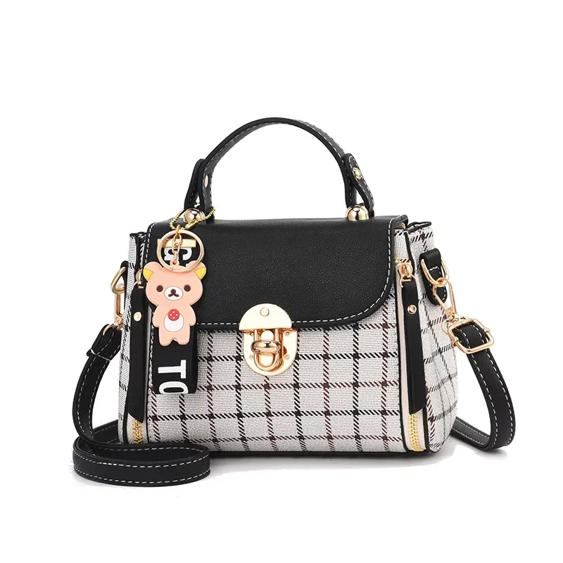 

Plaid Pattern Handbag Women's Buckle Decor Flap Purse Fashion PU Leather Crossbody high quality bag Bag