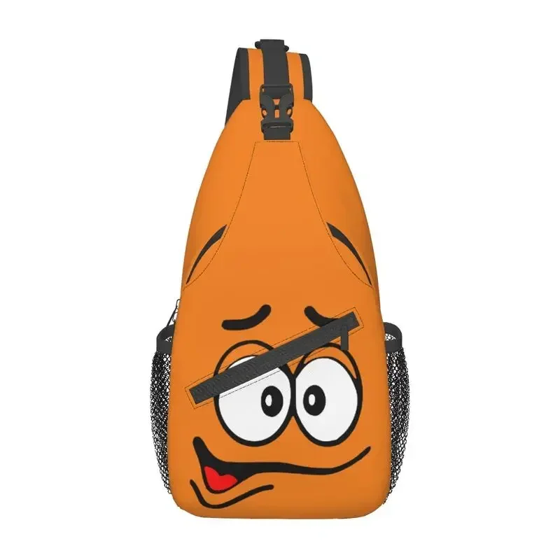 Cool Cartoon Chocolate Orange Candy Faces Sling Bags for Traveling Men's Crossbody Chest Backpack Shoulder Daypack