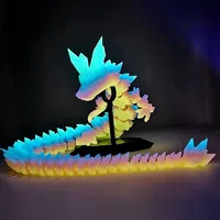 3D Printed Gem Dragon Glow in the dark Rotatable Articulated Dragons Crystal Dragon Home Office Desktop Ornament Birthday Gifts