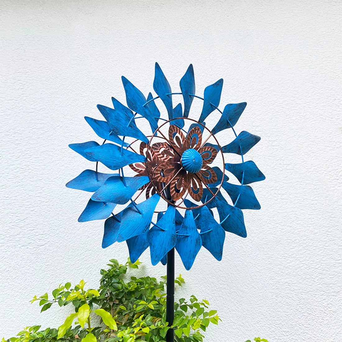 Outdoor Double-sided Windmill Iron Art 360 Degree Rotating Solar Garden Kindergarten European Garden Decoration Ornaments